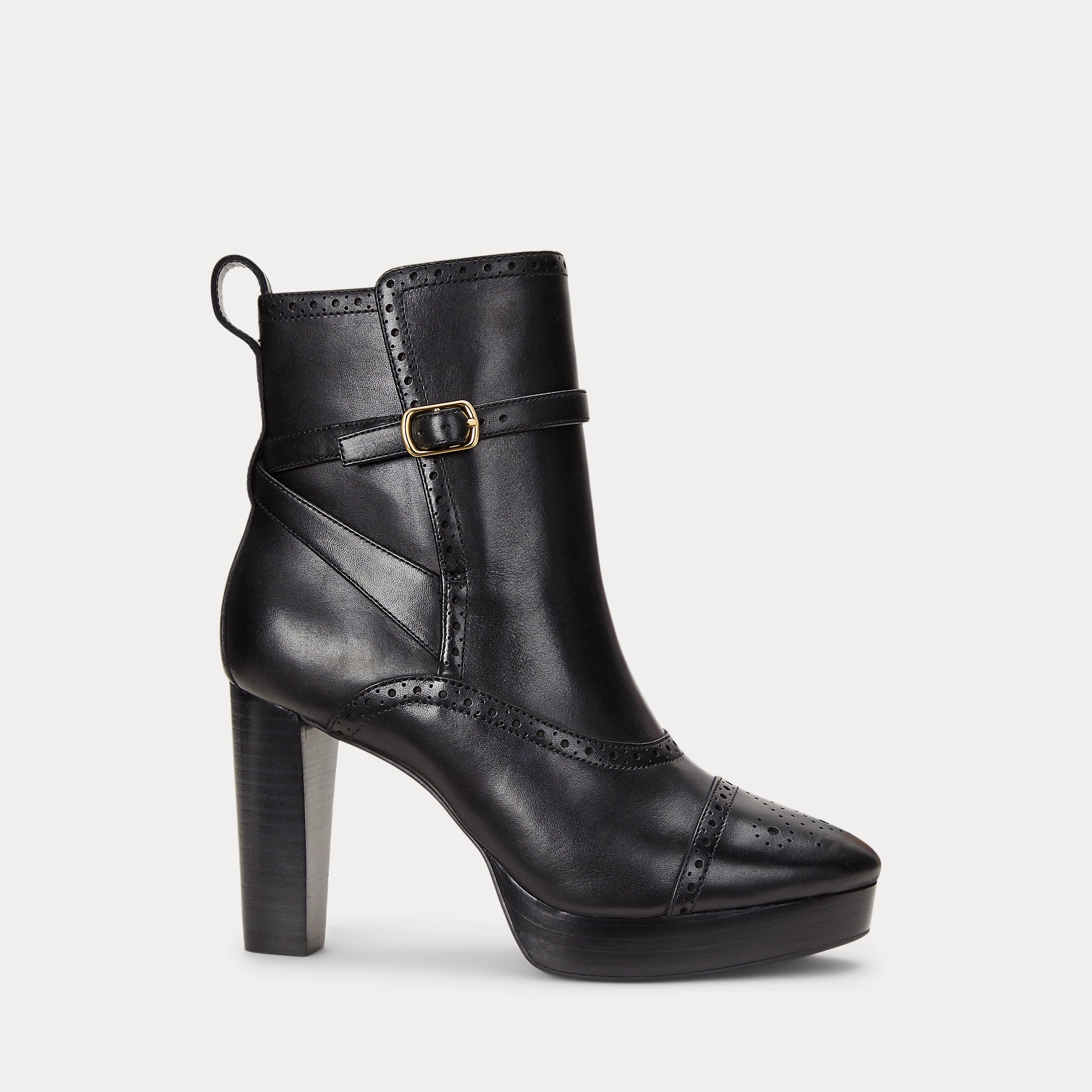 Ralph Lauren Mckinsey Burnished Leather Bootie Black