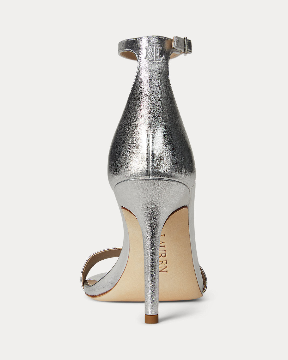 Ralph Lauren Allie Metallic Nappa Leather Sandal Polished Silver
