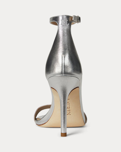 Ralph Lauren Allie Metallic Nappa Leather Sandal Polished Silver