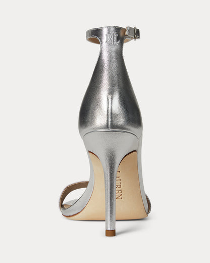 Ralph Lauren Allie Metallic Nappa Leather Sandal Polished Silver