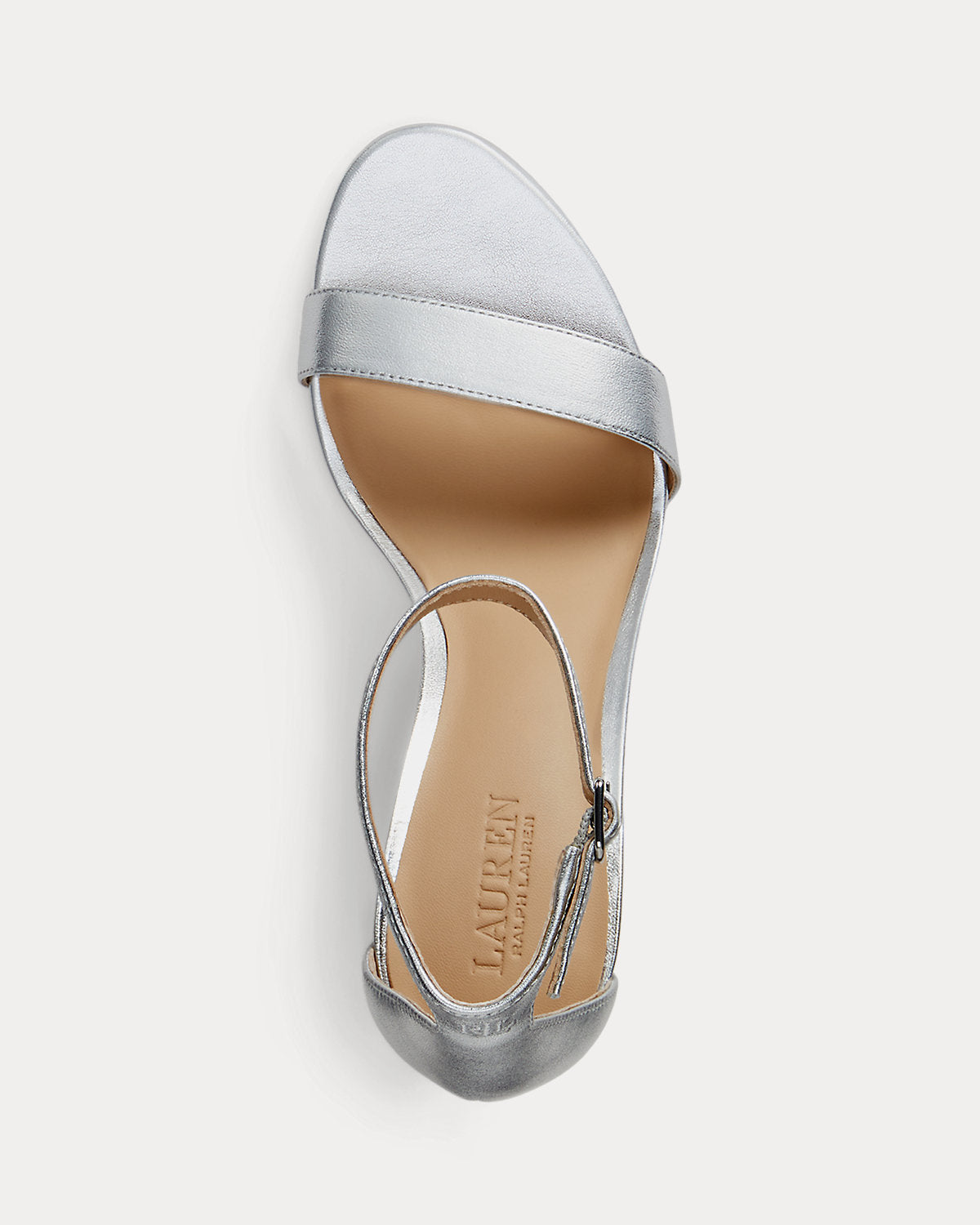 Ralph Lauren Allie Metallic Nappa Leather Sandal Polished Silver