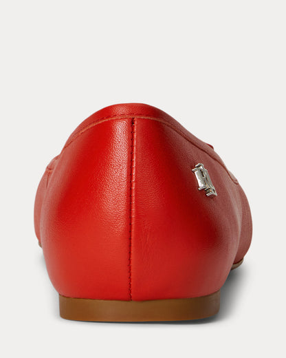 Ralph Lauren Jayna Nappa Leather Flat Bright Vermilion