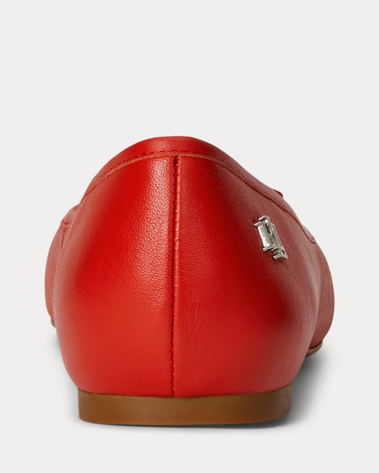 Ralph Lauren Jayna Nappa Leather Flat Bright Vermilion