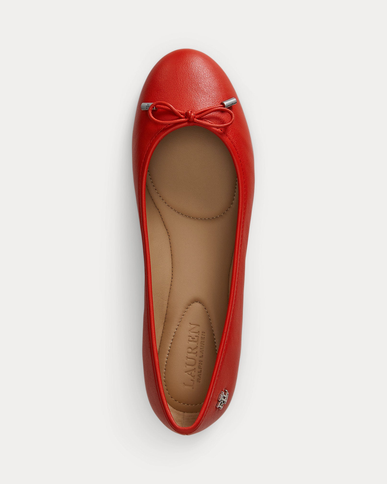Ralph Lauren Jayna Nappa Leather Flat Bright Vermilion