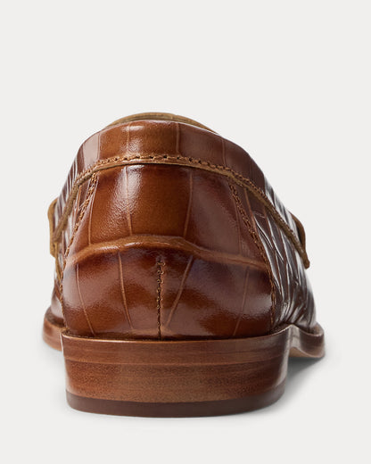 Ralph Lauren Wynnie Crocodileembossed Leather Loafer Tobacco
