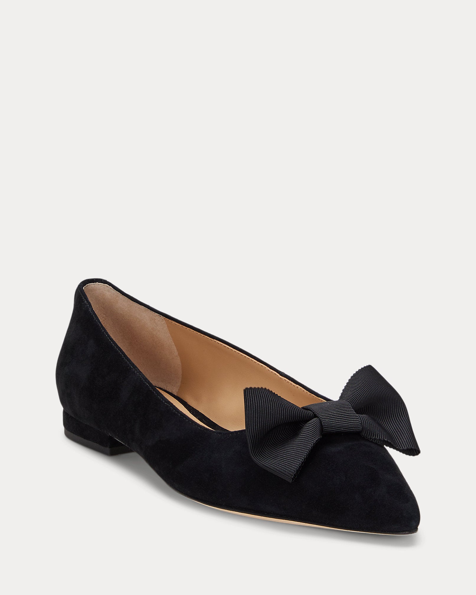Ralph Lauren Londyn Bowtrim Suede Ballet Flat Black