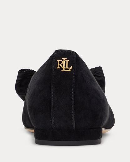 Ralph Lauren Londyn Bowtrim Suede Ballet Flat Black