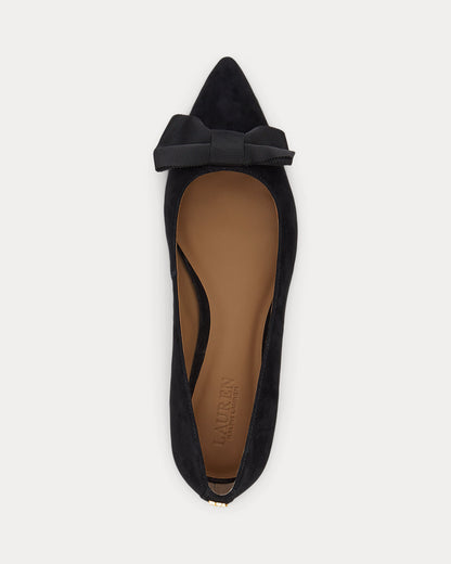 Ralph Lauren Londyn Bowtrim Suede Ballet Flat Black