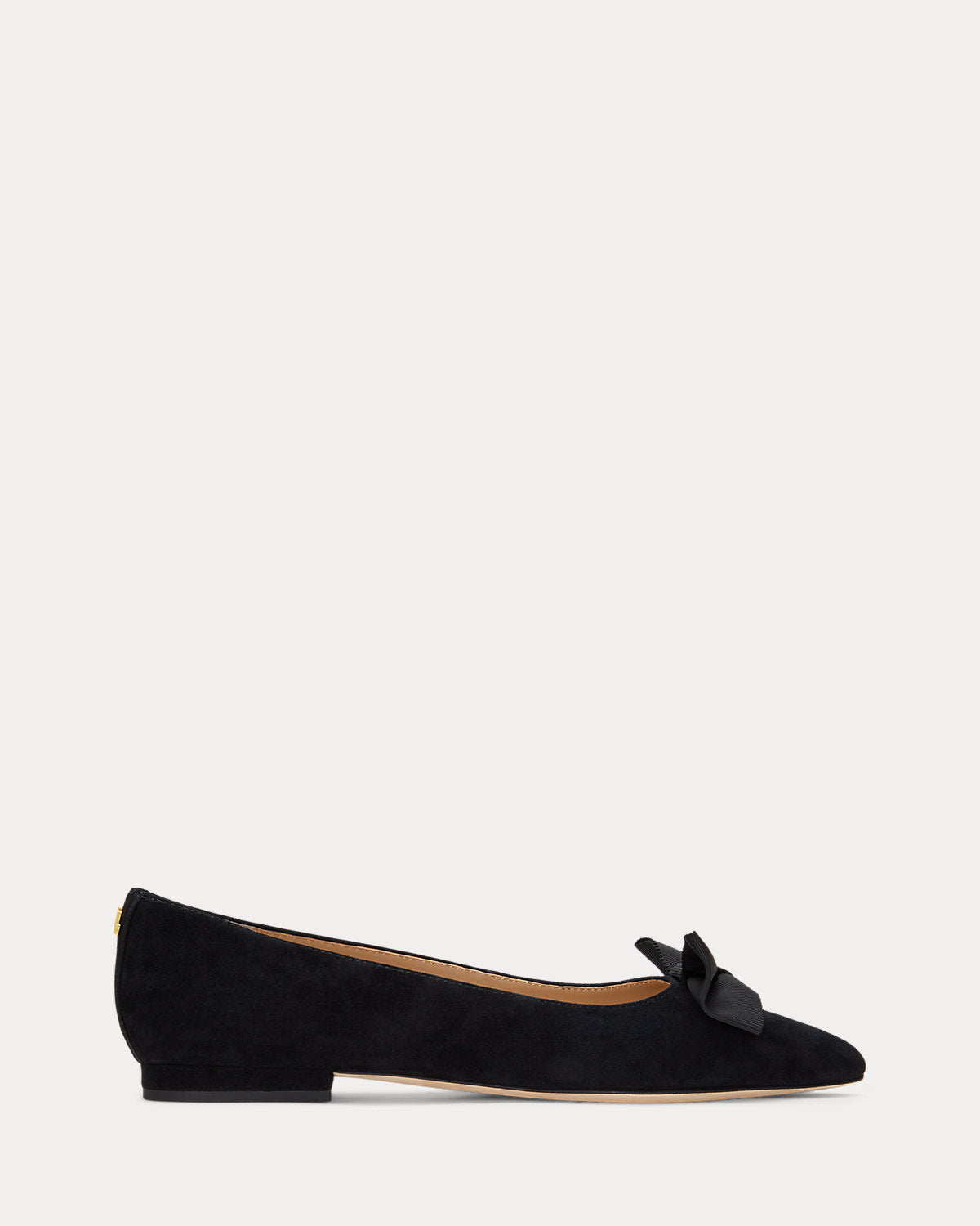 Ralph Lauren Londyn Bowtrim Suede Ballet Flat Black