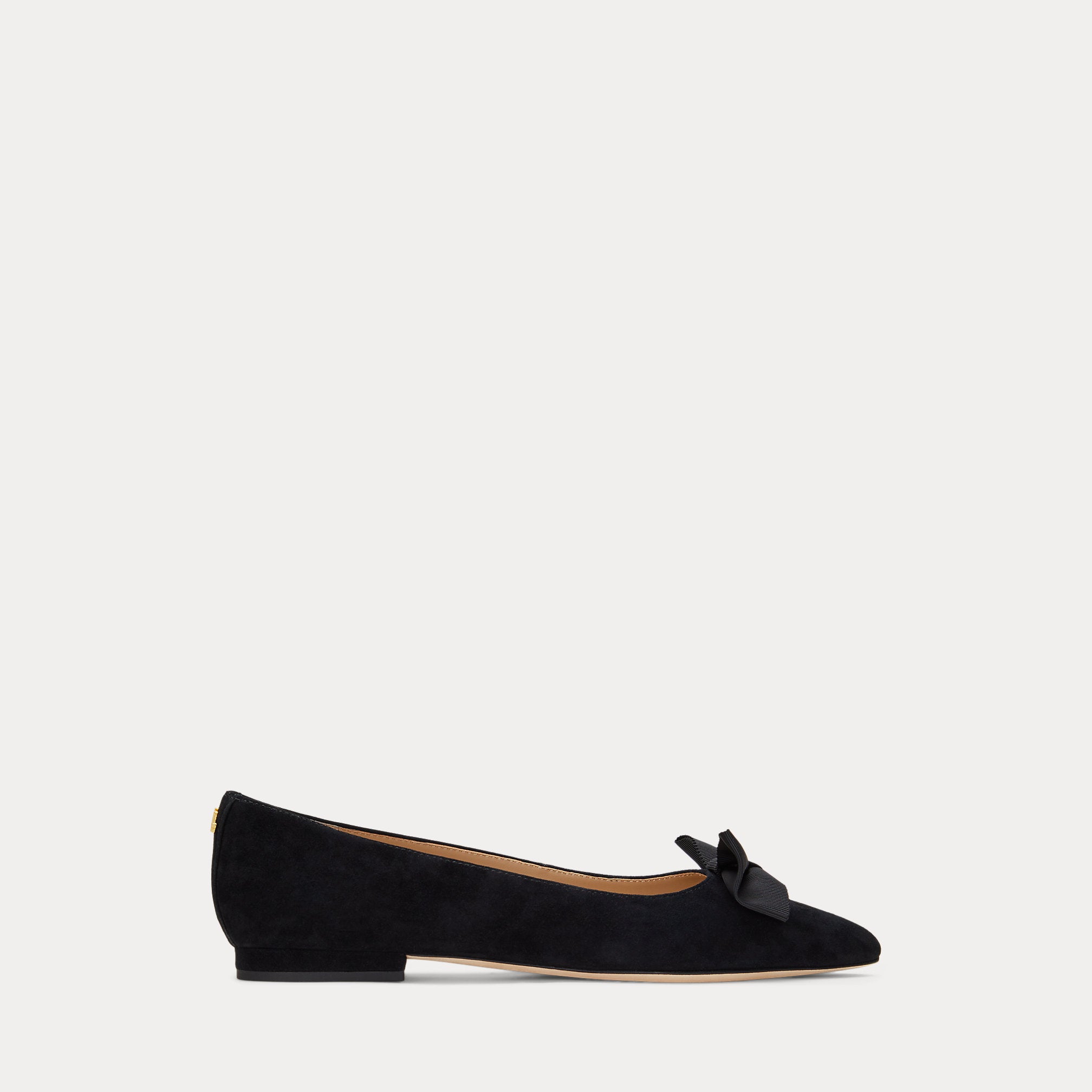 Ralph Lauren Londyn Bowtrim Suede Ballet Flat Black