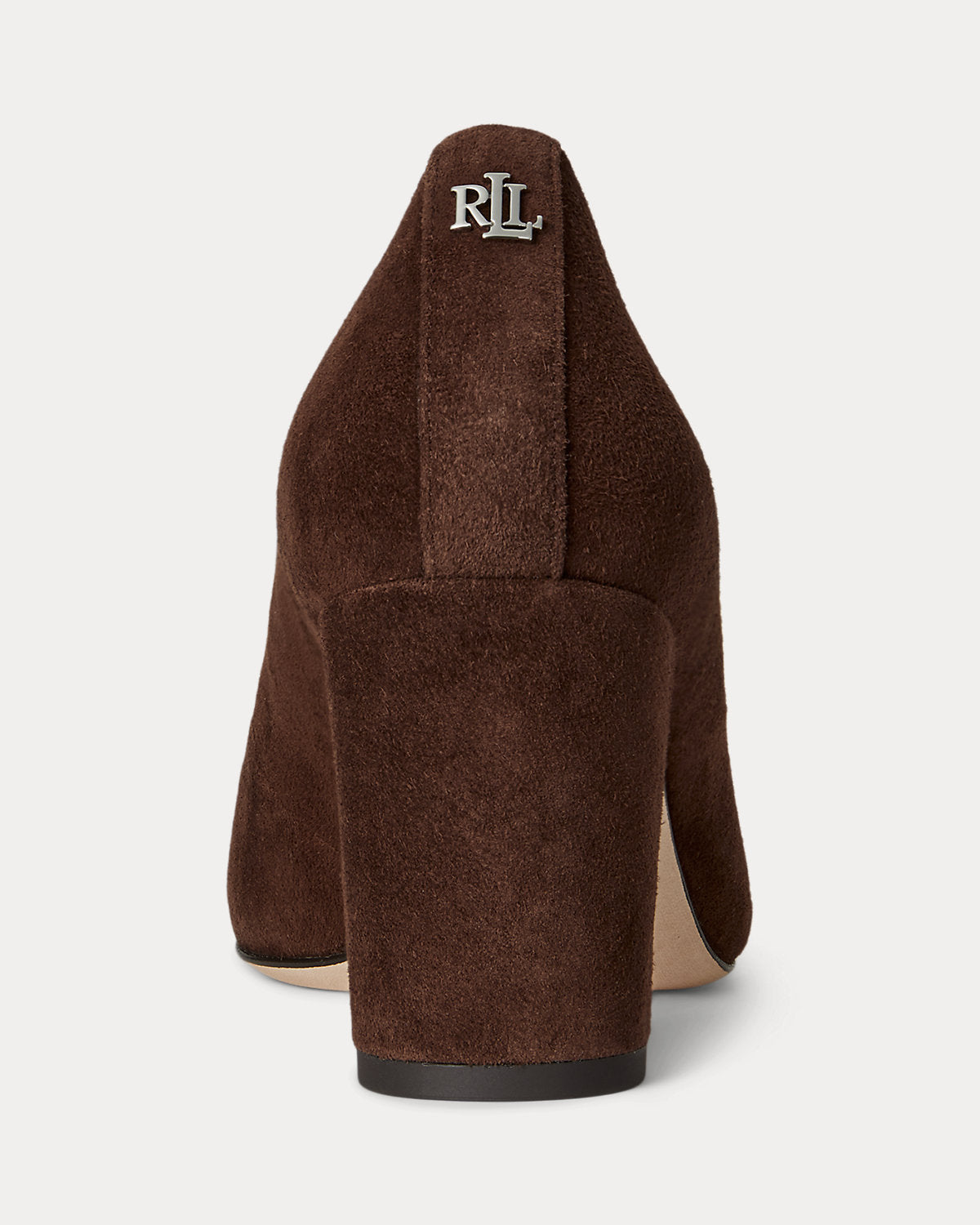 Ralph Lauren Lanette Suede Blockheel Pump Dark Hickory