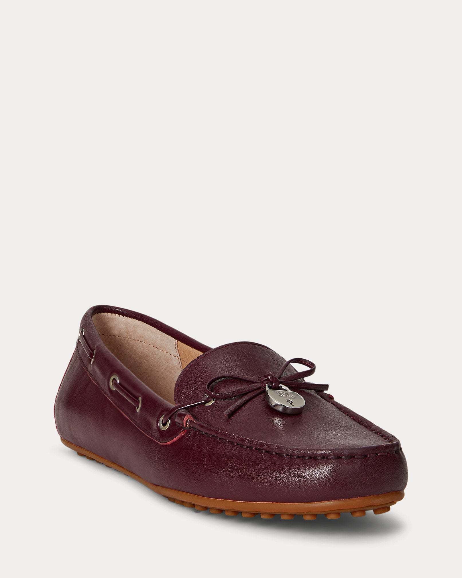 Ralph Lauren Wylie Nappa Leather Driver Dark Garnet