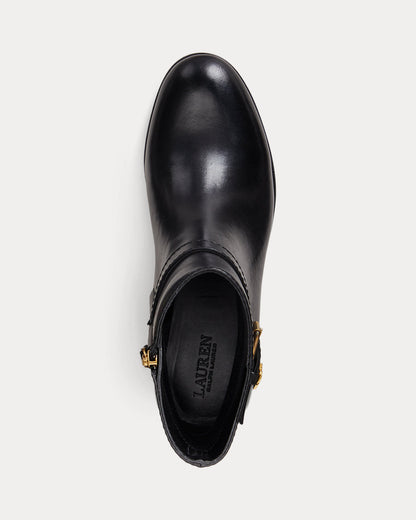 Ralph Lauren Brooke Ii Burnished Leather Bootie Black