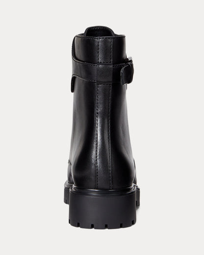 Ralph Lauren Allyson Burnished Leather Laceup Bootie Black