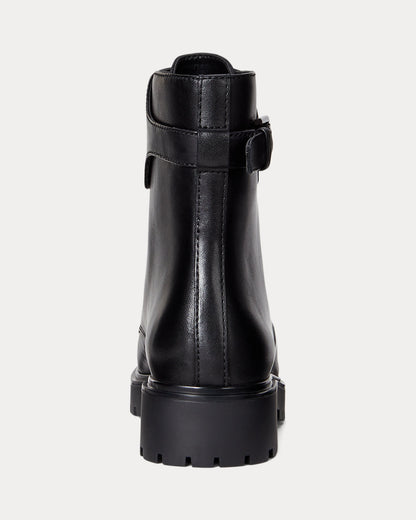Ralph Lauren Allyson Burnished Leather Laceup Bootie Black