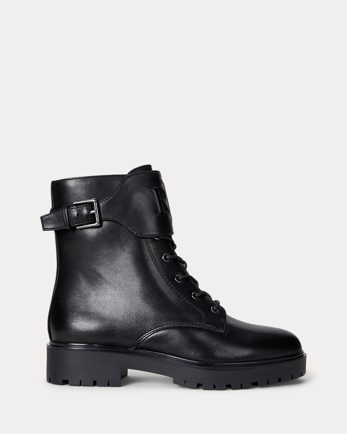 Ralph Lauren Allyson Burnished Leather Laceup Bootie Black