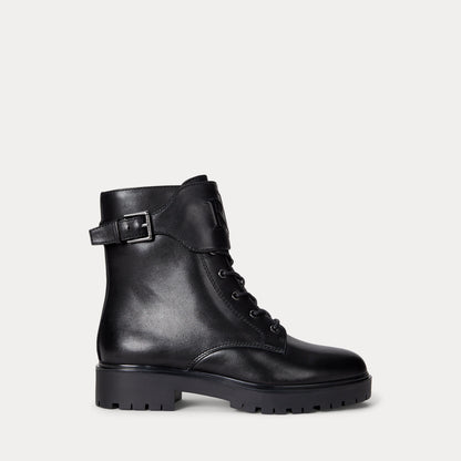 Ralph Lauren Allyson Burnished Leather Laceup Bootie Black