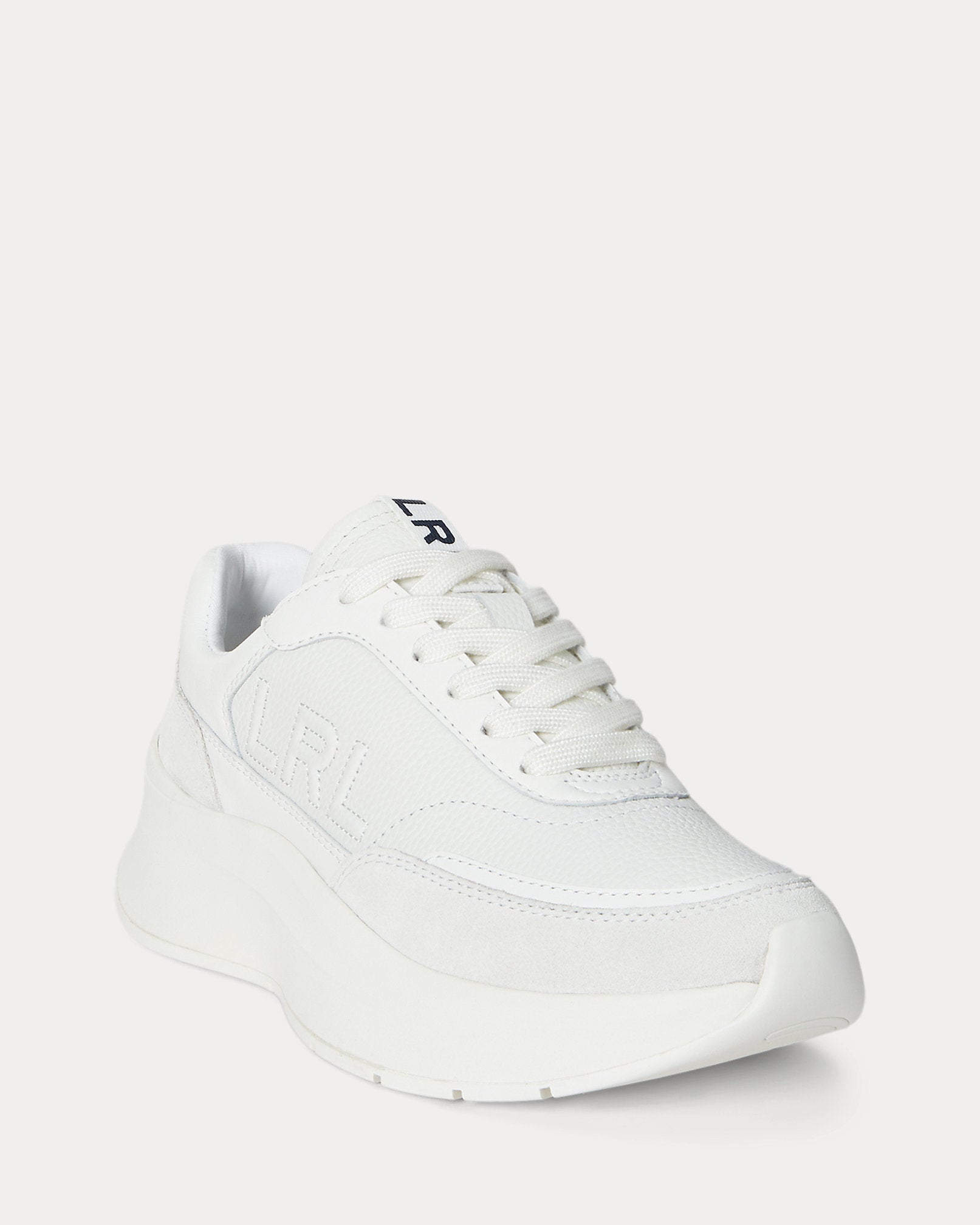 Ralph Lauren Franky Tumbled Leather Suede Sneaker Snow White