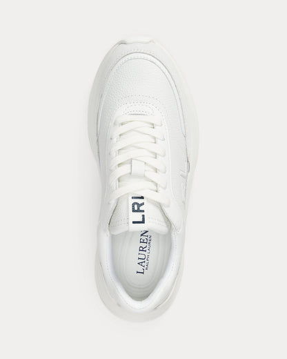 Ralph Lauren Franky Tumbled Leather Suede Sneaker Snow White