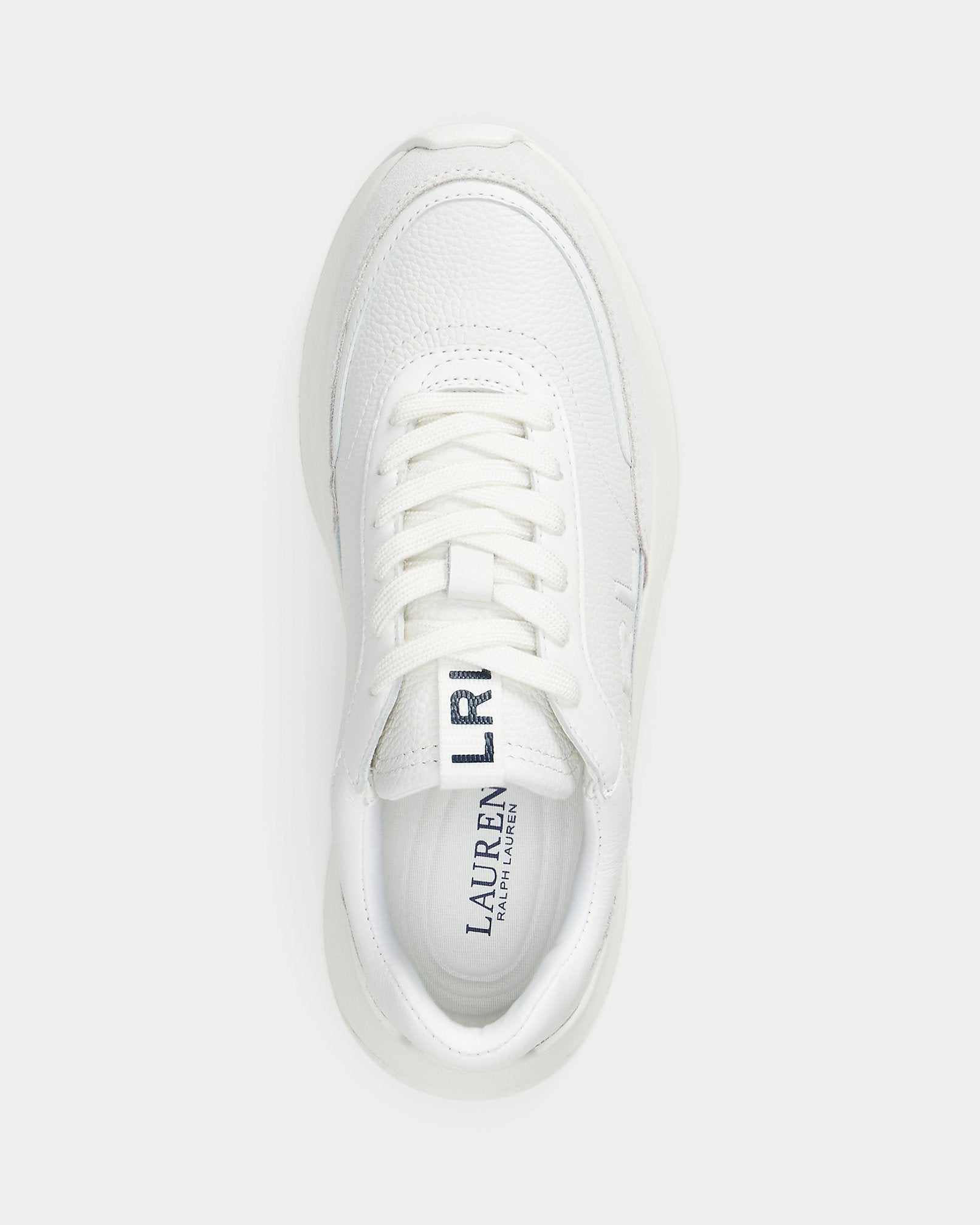 Ralph Lauren Franky Tumbled Leather Suede Sneaker Snow White