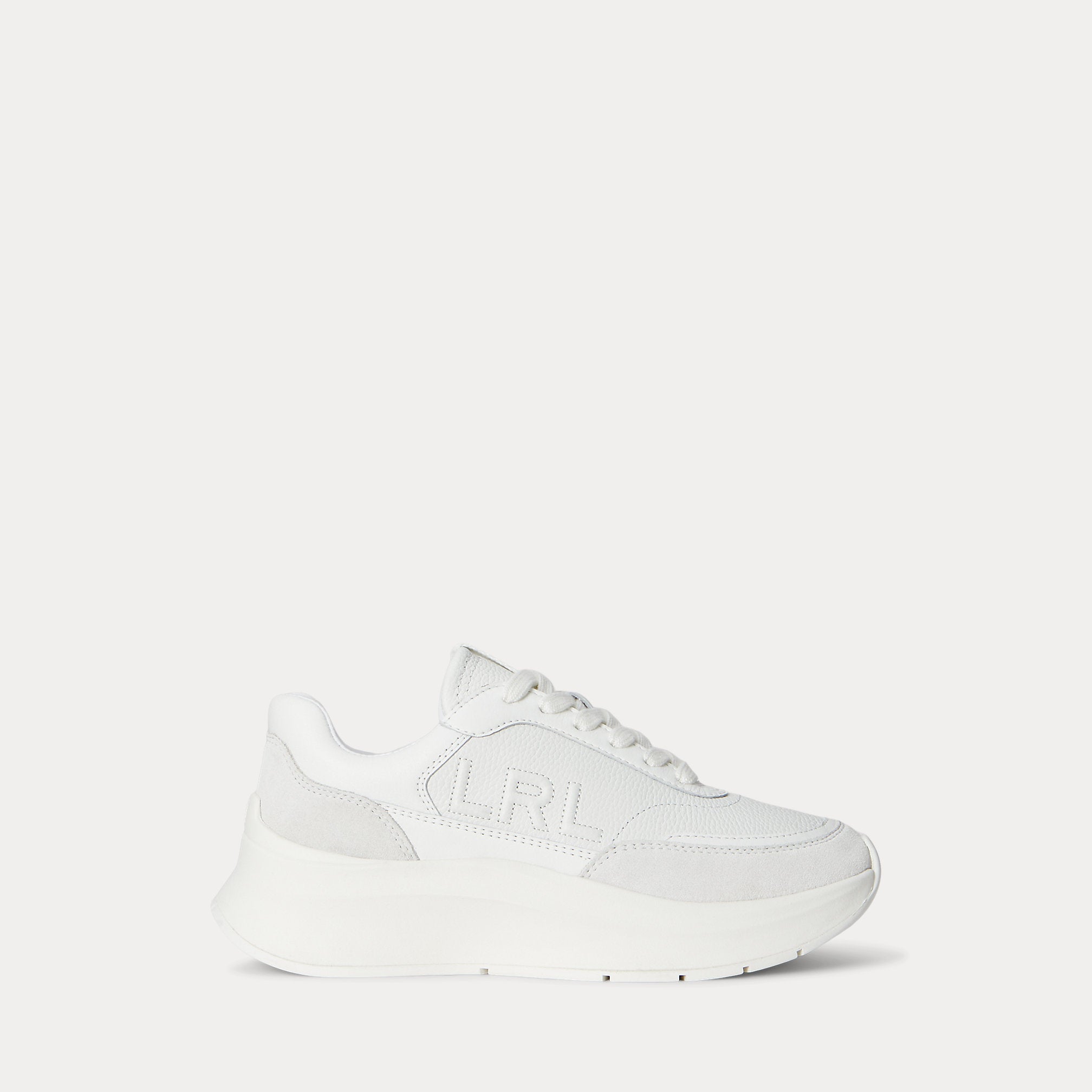 Ralph Lauren Franky Tumbled Leather Suede Sneaker Snow White