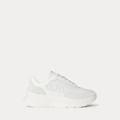Ralph Lauren Franky Tumbled Leather Suede Sneaker Snow White