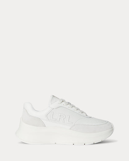 Ralph Lauren Franky Tumbled Leather Suede Sneaker Snow White