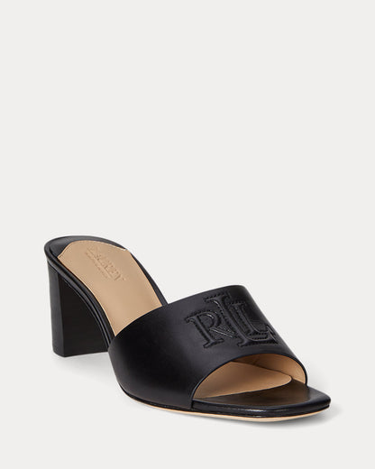 Ralph Lauren Everley Blockheel Calfskin Sandal Black