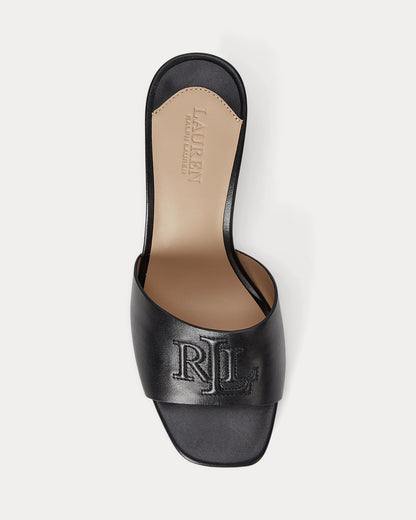 Ralph Lauren Everley Blockheel Calfskin Sandal Black