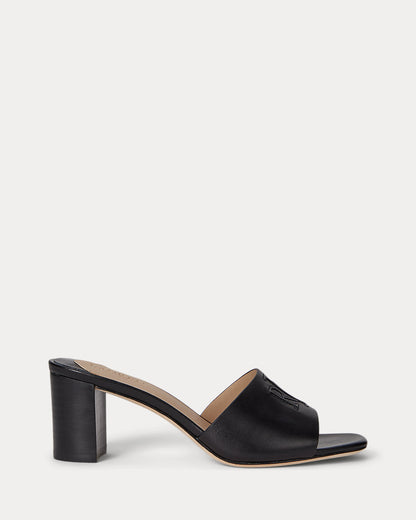 Ralph Lauren Everley Blockheel Calfskin Sandal Black