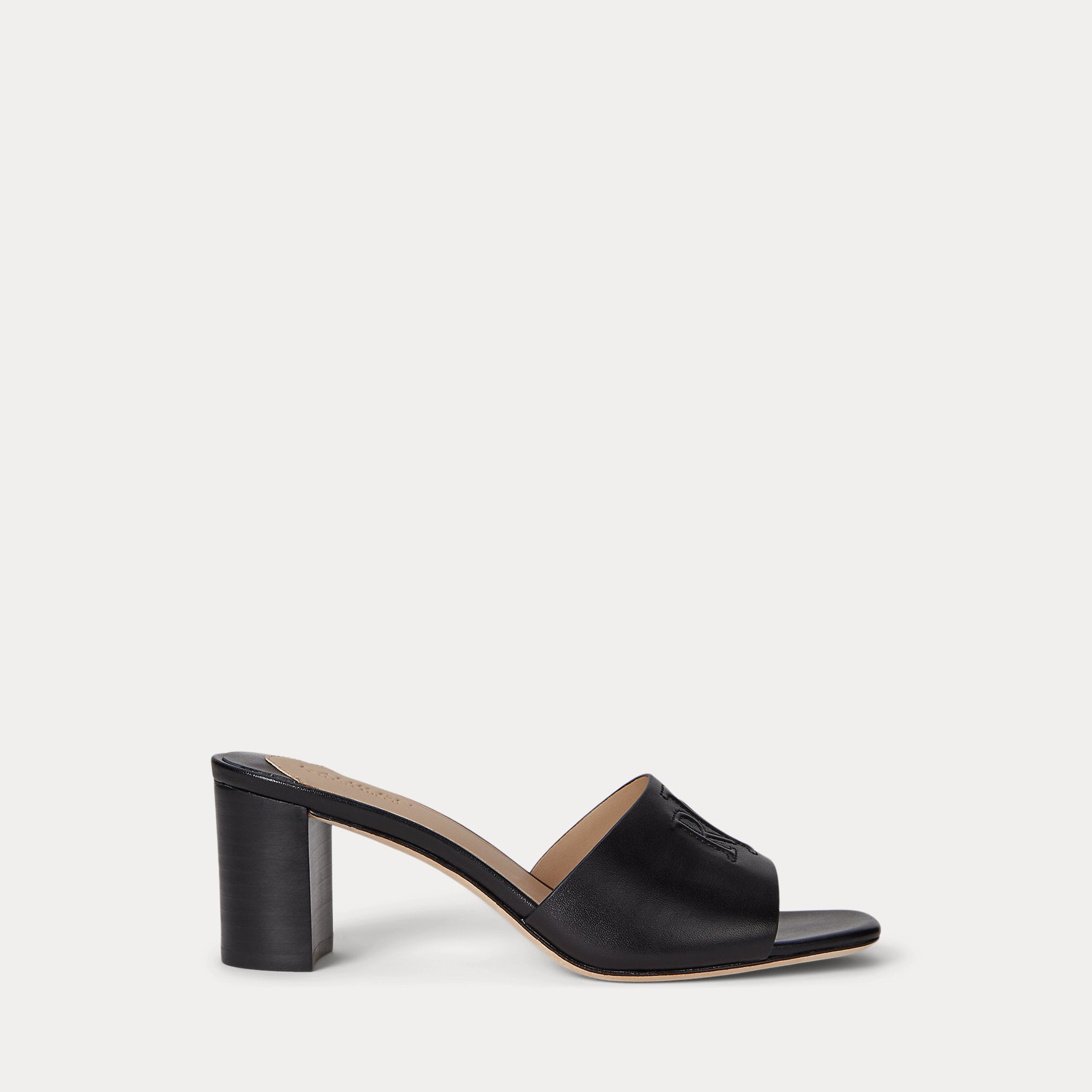 Ralph Lauren Everley Blockheel Calfskin Sandal Black