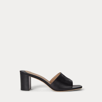 Ralph Lauren Everley Blockheel Calfskin Sandal Black