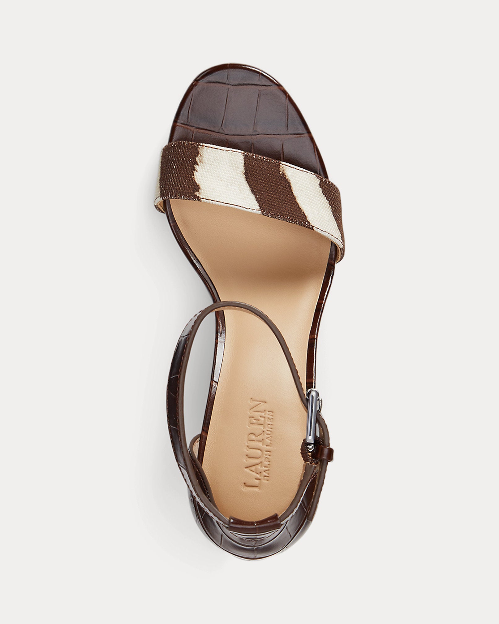 Ralph Lauren Sylvia Zebraprinttrim Embossed Sandal Zebra