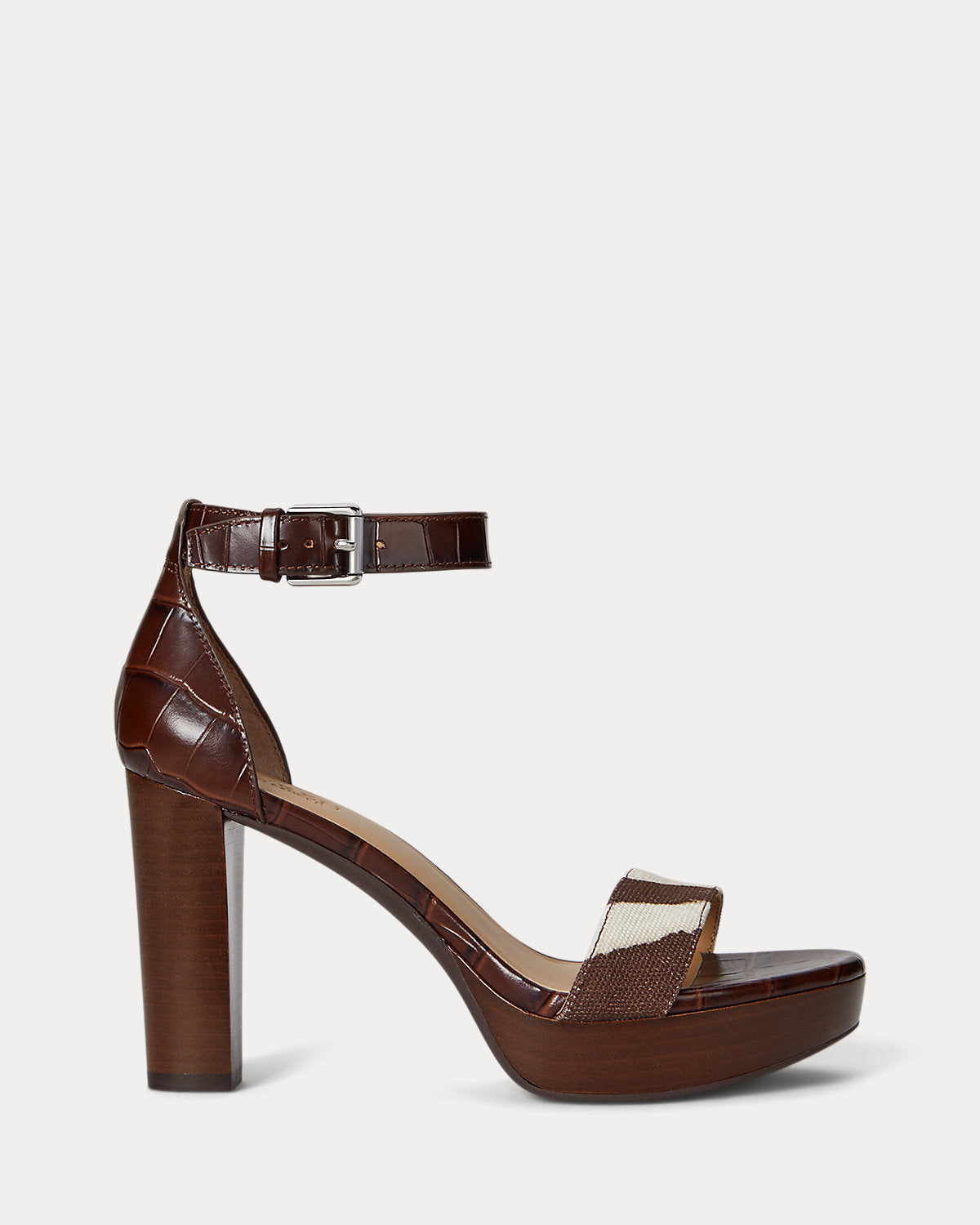 Ralph Lauren Sylvia Zebraprinttrim Embossed Sandal Zebra