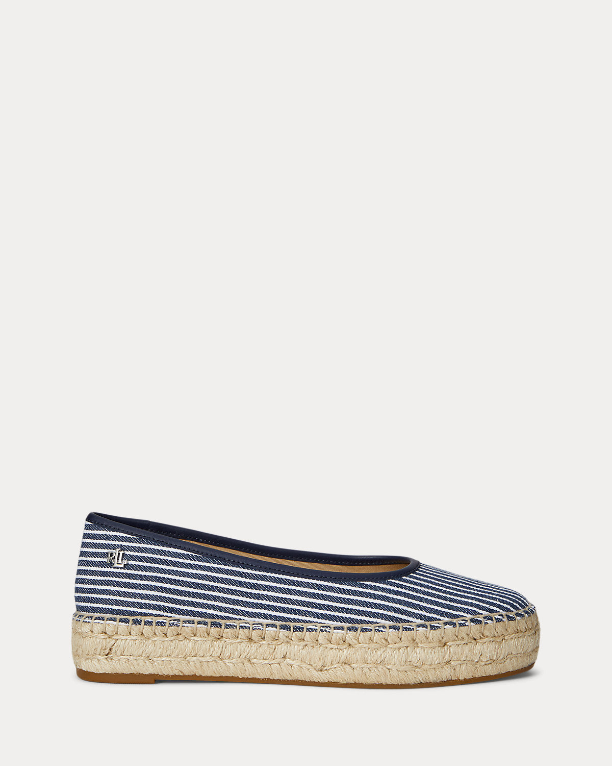 Ralph Lauren Luize Striped Canvas Ballet Espadrille Refined Navy