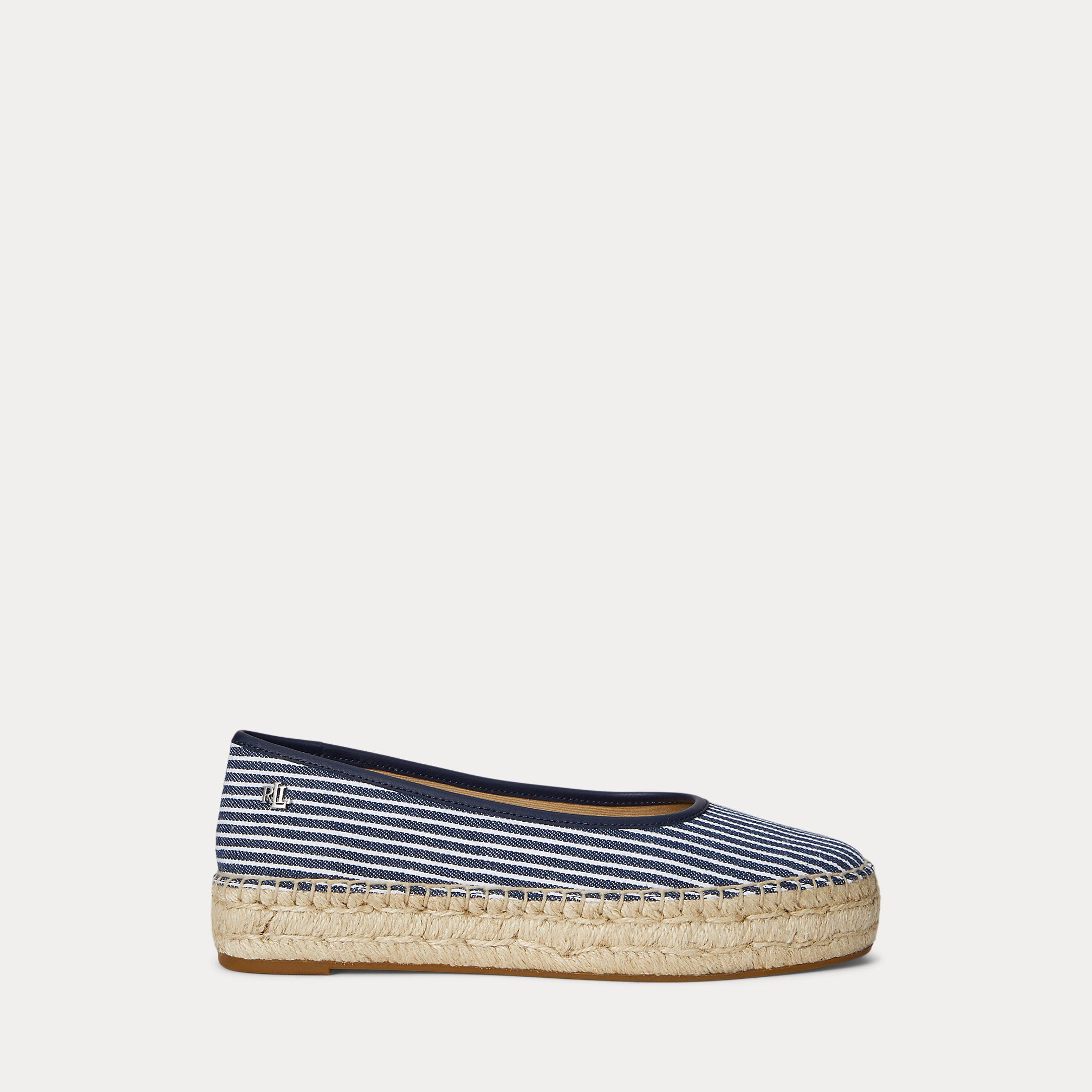 Ralph Lauren Luize Striped Canvas Ballet Espadrille Refined Navy