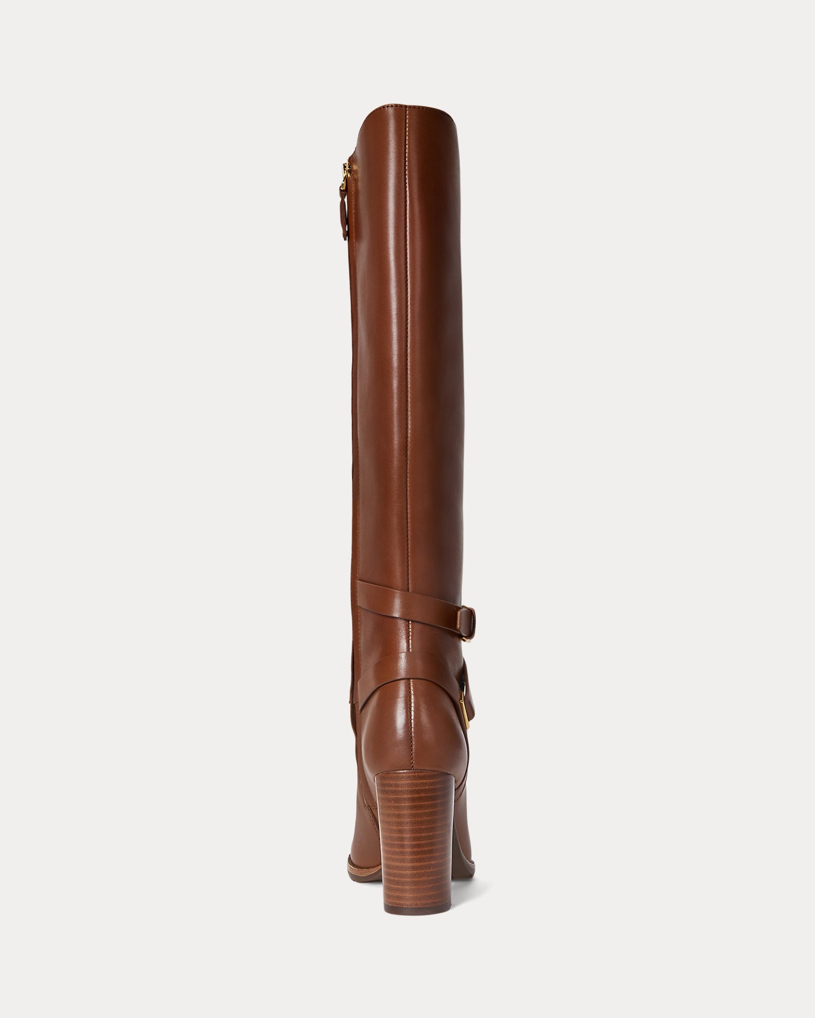 Ralph Lauren Collins Calfskin Tall Boot Heel Lauren Tan