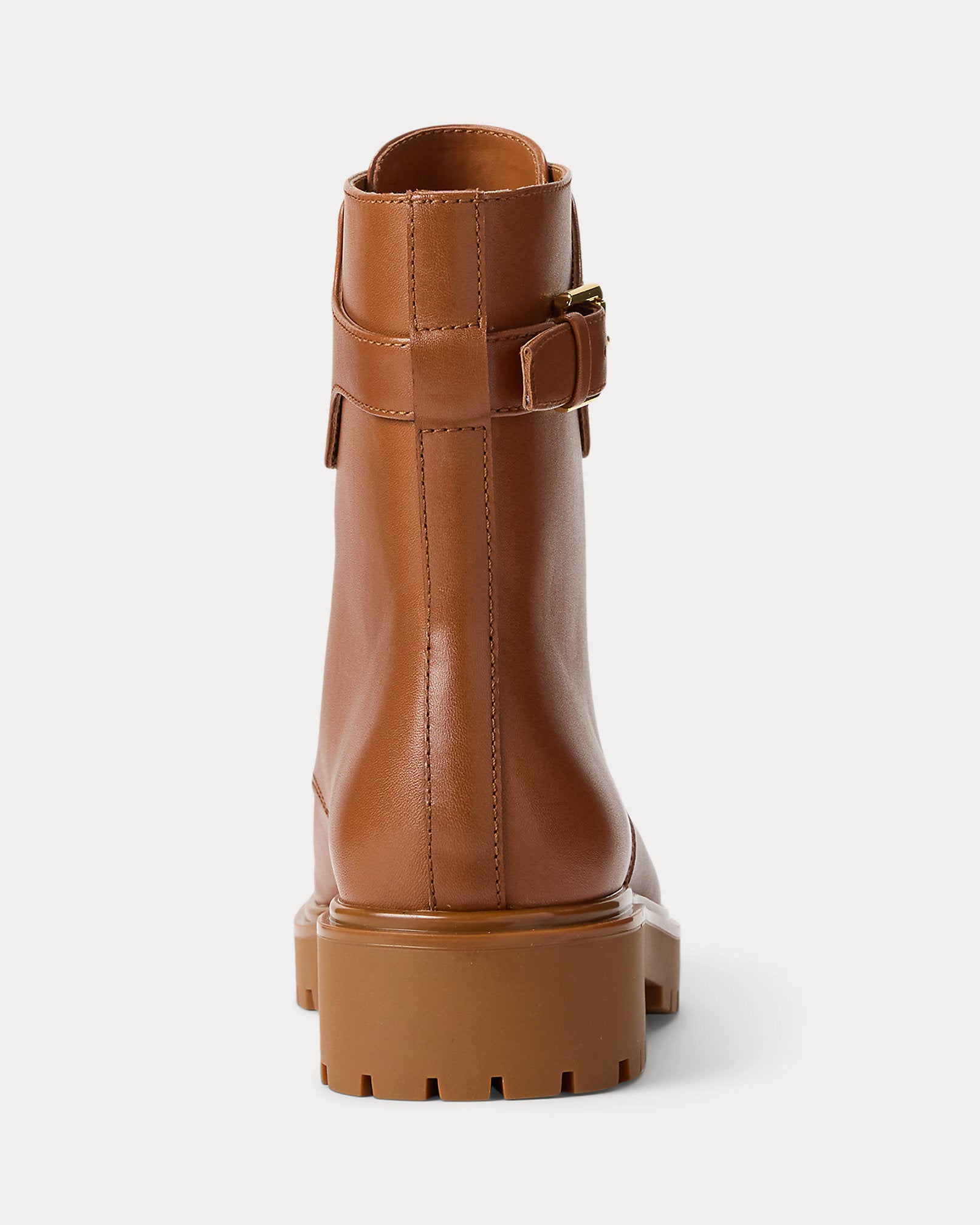 Ralph Lauren Allyson Calfskin Laceup Bootie Lauren Tan