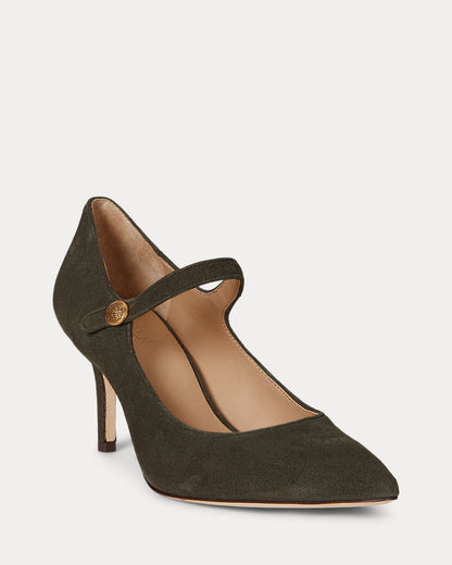Ralph Lauren Lanette Suede Mary Jane Pump Dark Olive