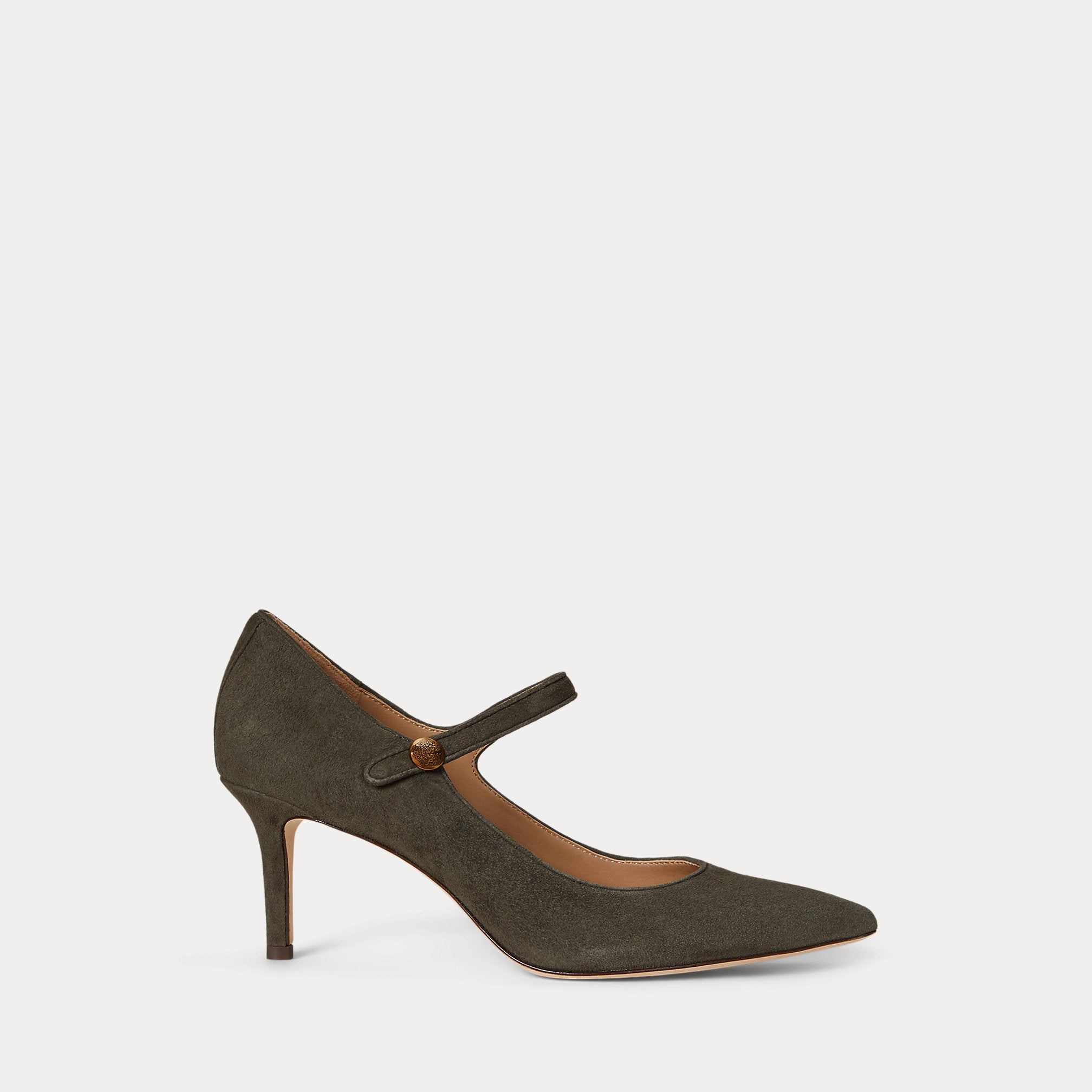 Ralph Lauren Lanette Suede Mary Jane Pump Dark Olive