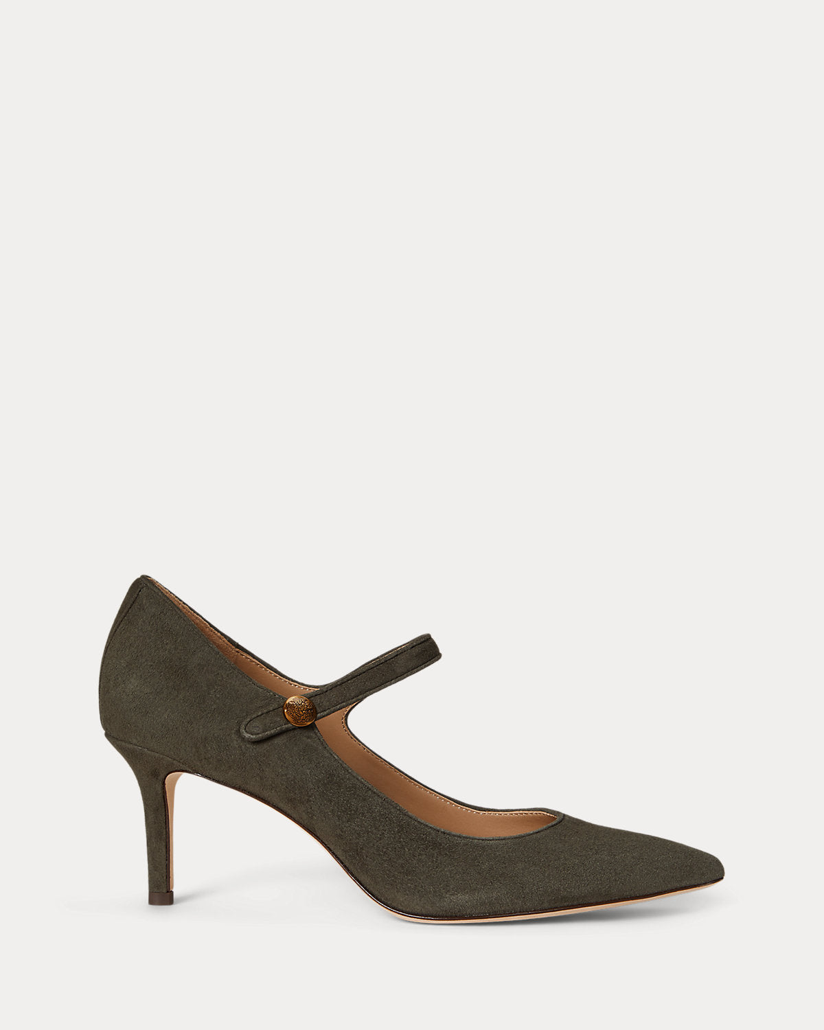 Ralph Lauren Lanette Suede Mary Jane Pump Dark Olive