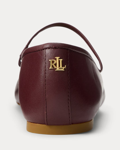 Ralph Lauren Jayna Nappa Leather Mary Jane Flat Dark Garnet