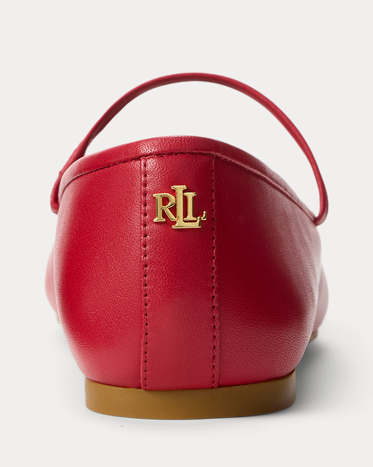 Ralph Lauren Jayna Nappa Leather Mary Jane Flat Festive Red