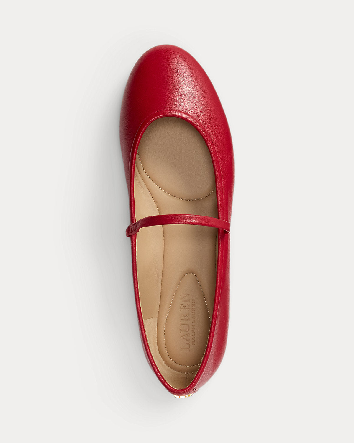Ralph Lauren Jayna Nappa Leather Mary Jane Flat Festive Red