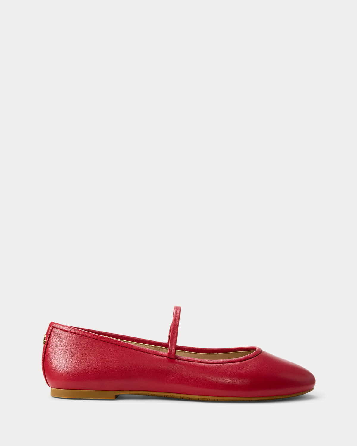 Ralph Lauren Jayna Nappa Leather Mary Jane Flat Festive Red