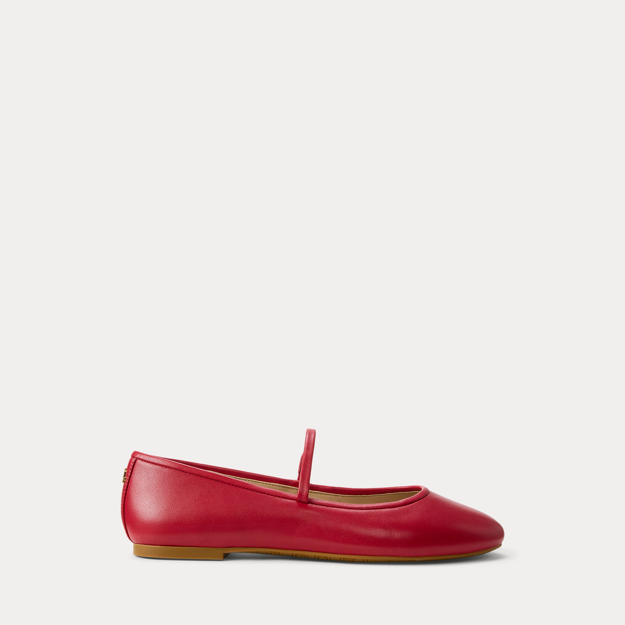 Ralph Lauren Jayna Nappa Leather Mary Jane Flat Festive Red
