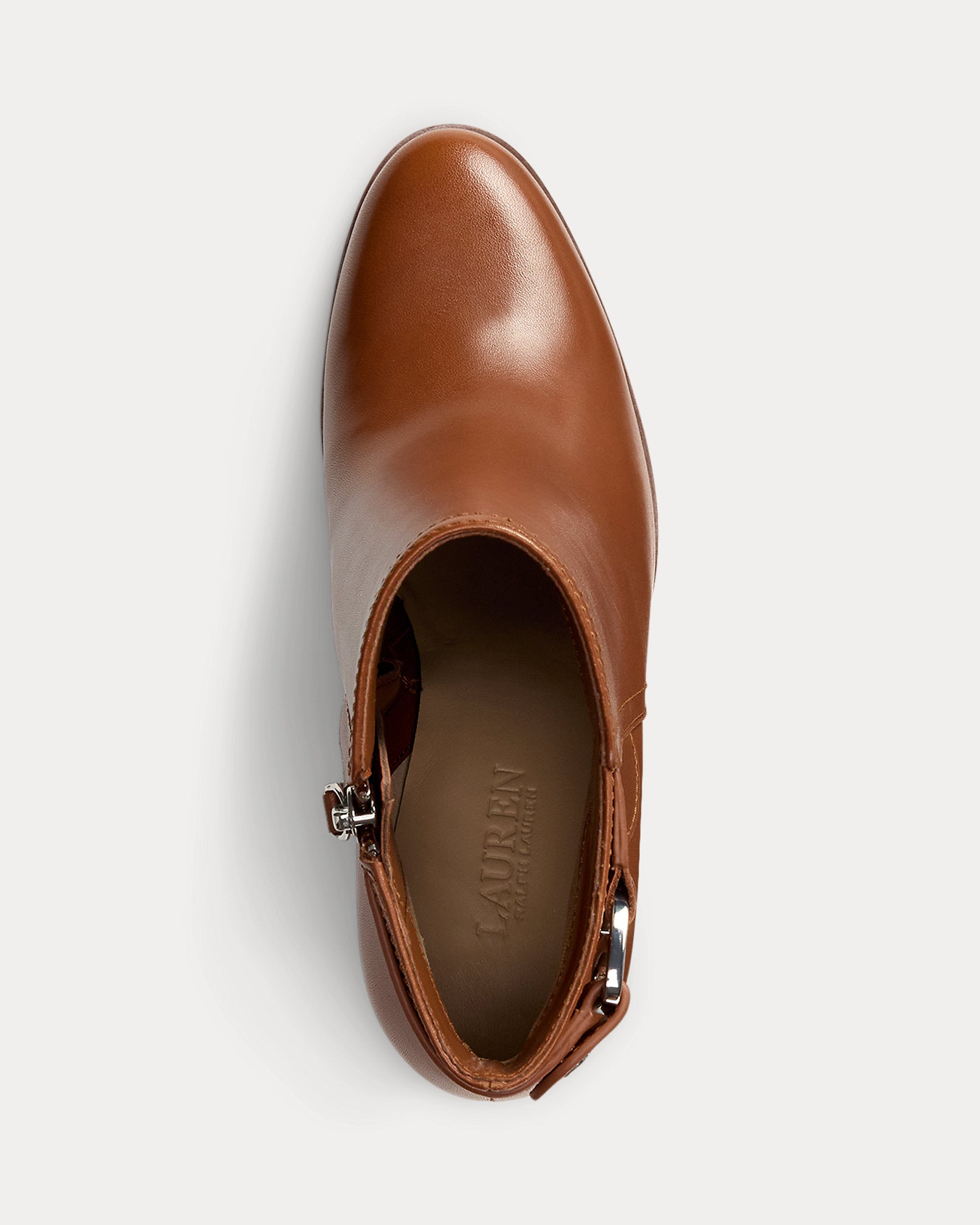 Ralph Lauren Tasha Calfskin Bootie Heel Lauren Tan