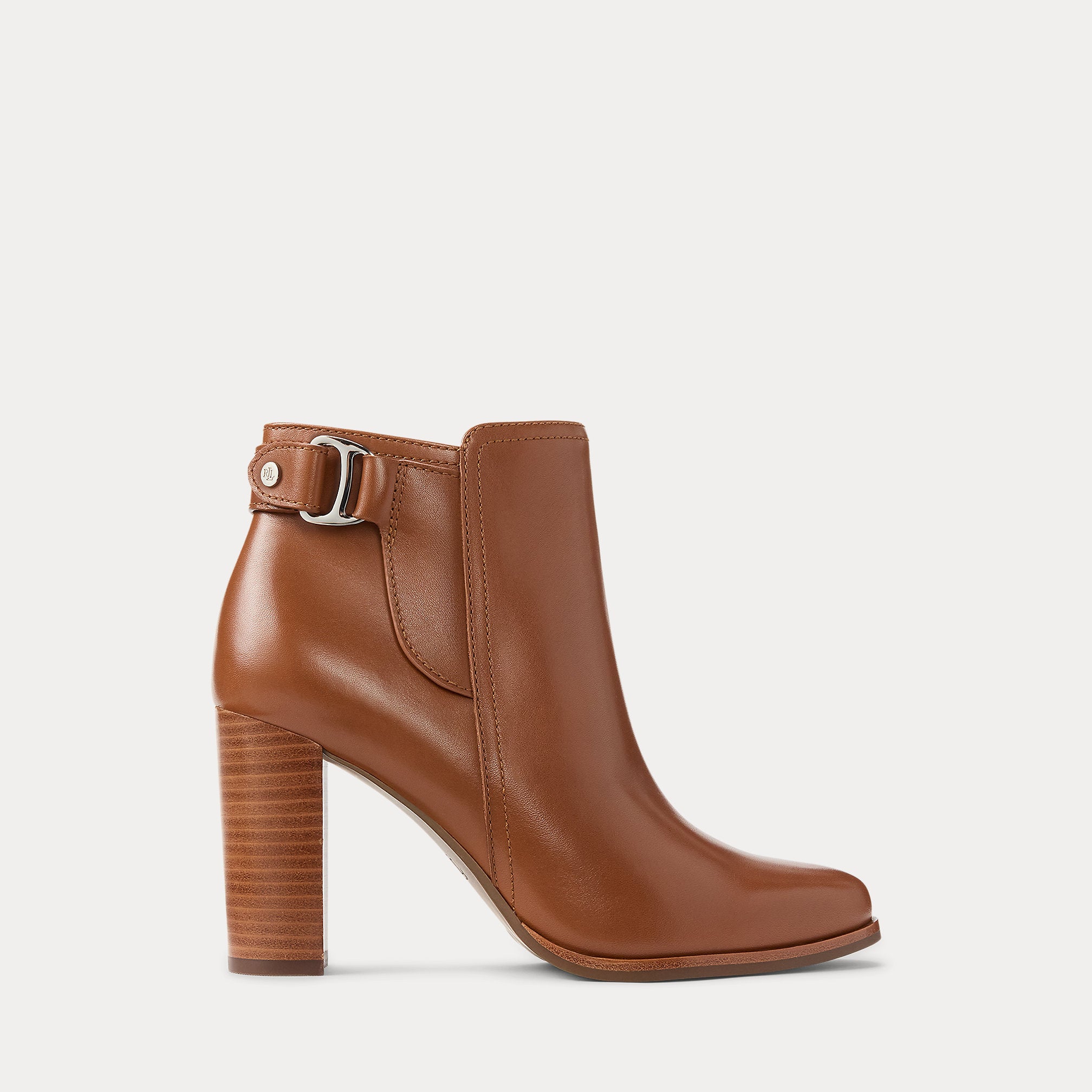 Ralph Lauren Tasha Calfskin Bootie Heel Lauren Tan