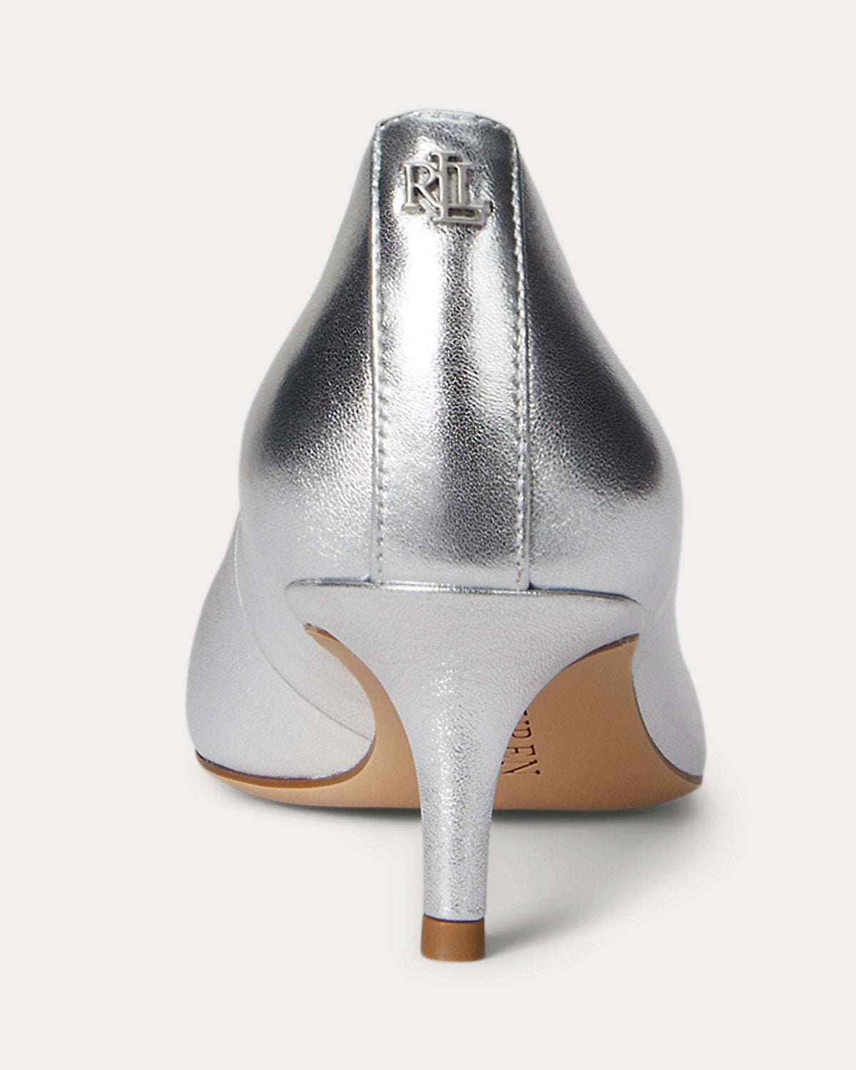 Ralph Lauren Adrienne Metallic Nappa Leather Pump Polished Silver