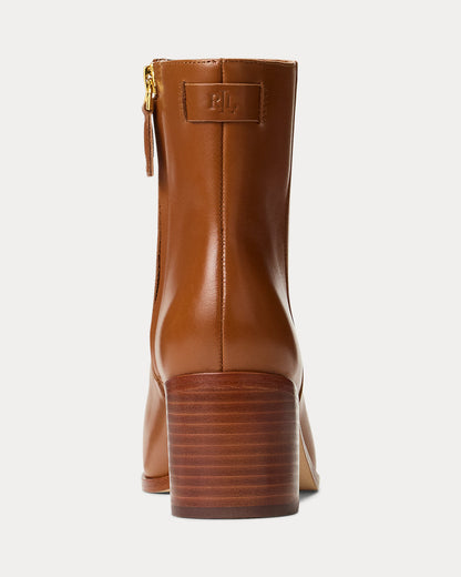 Ralph Lauren Cassie Calfskin Bootie Lauren Tan